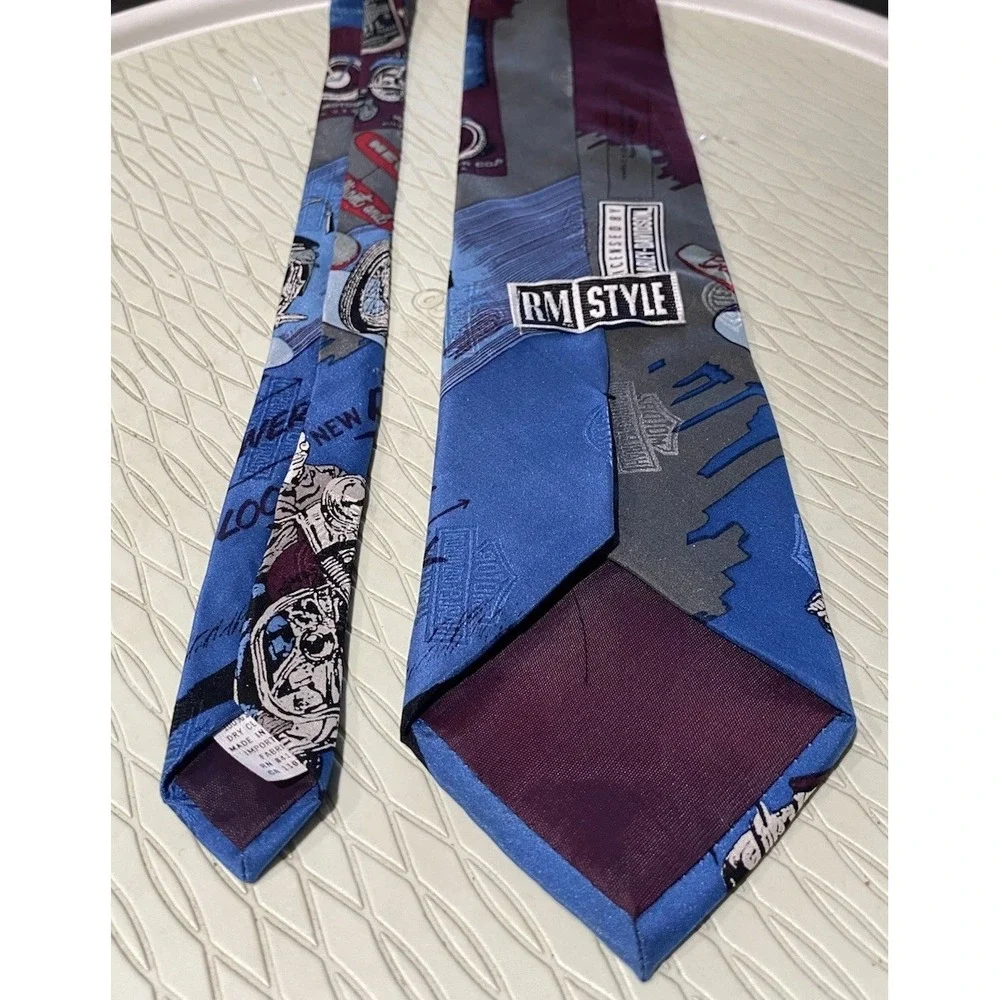 Harley Davidson‎ Licensed Men's Tie 100% Silk RM Style Blue&Purple 56